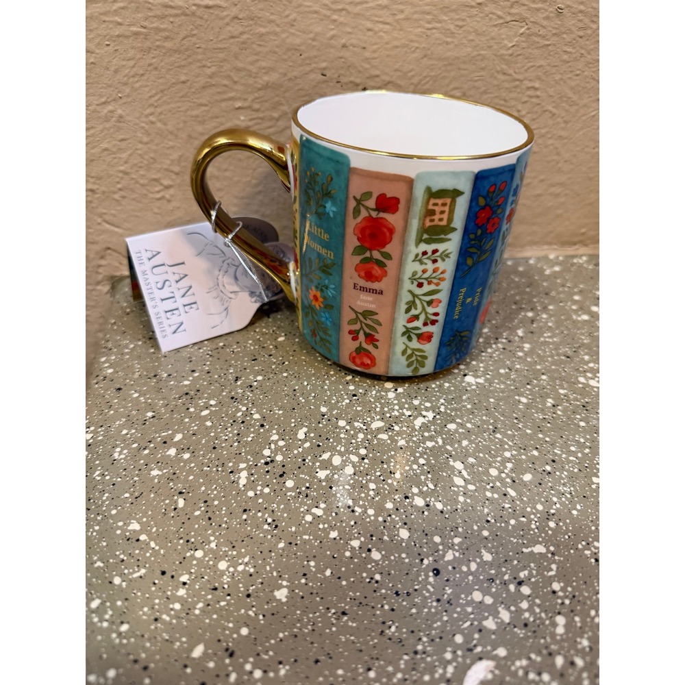 EnVogue Jane Austen Masters Series Porcelain Mug Little Women Emma Book Spines